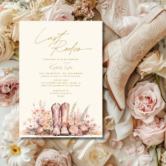 Invitación Botas de Rodeo Floral Fiesta de Despedida de Solte