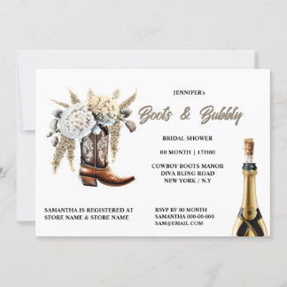 Invitación Botas de vaca burbujeando la florida ducha de novi