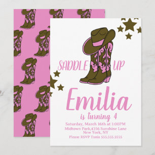 Invitación Botas de vaquera Cumpleaños Temático de Caballo Ro