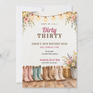 Invitación Botas de Vaquera Cumpleaños Treinta Sucios