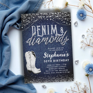 Invitación Botas de vaquera Denim Diamonds Rústicas Cumpleaño