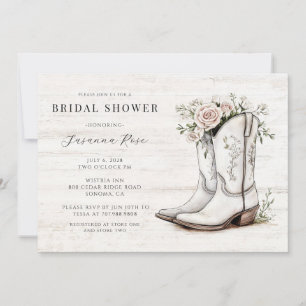 Invitación Botas de vaquera florales rústicas para despedida