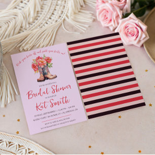 Invitación Botas de vaquera occidentales y flores para desped