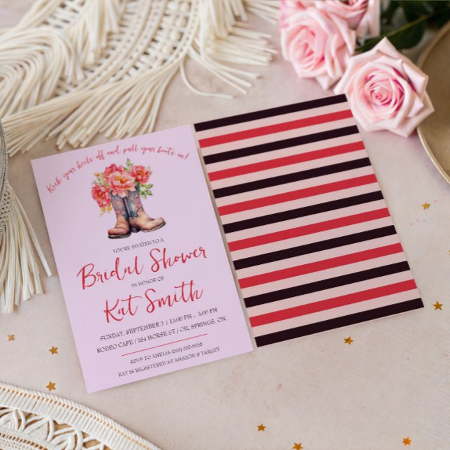 Invitación Botas de vaquera occidentales y flores para desped (Subido por el creador)