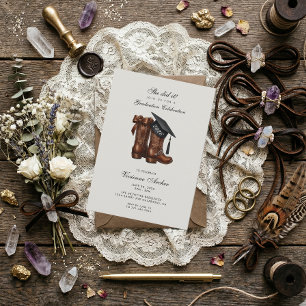 Invitación Botas de Vaquera y Fiesta de Toga y Birrete de Gra