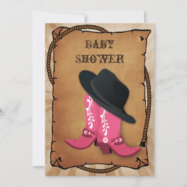 Invitación botas de vaquero azules oeste (Anverso)