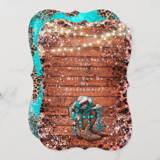 Invitación Botas de Vaquero Country ¿Serás Mi Dama de Honor (Anverso / Reverso)