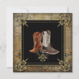Invitación botas de vaquero de boda western enganchadas
