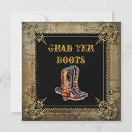 Invitación botas de vaquero de boda western recién casados