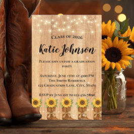 Invitación Botas de Vaquero de Girasoles Rústicos Fiesta de G