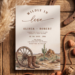 Invitación Botas de vaquero del desierto occidental rústico p