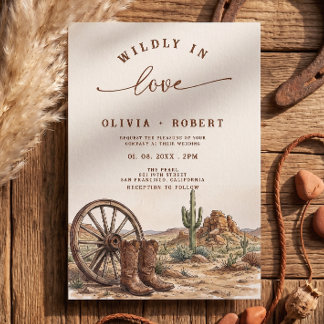 Invitación Botas de vaquero del desierto occidental rústico p