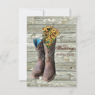 Invitación botas de vaquero florales boda en el país occident
