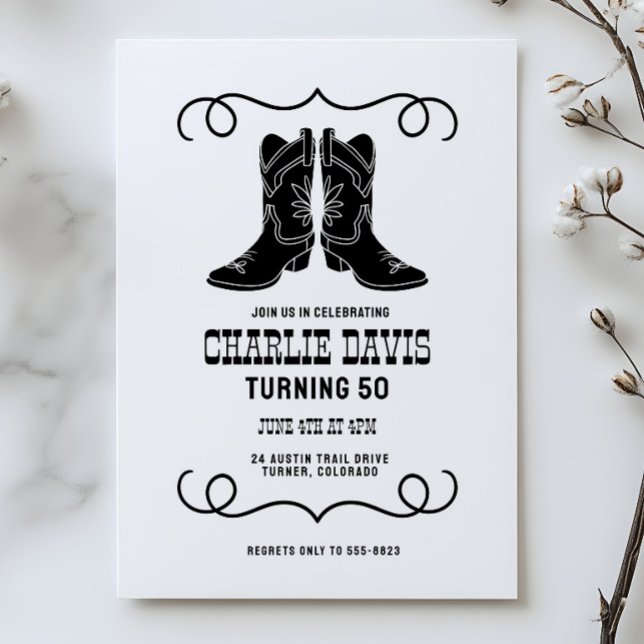 Invitación Botas de vaquero modernas y sencillas para fiesta  (Subido por el creador)