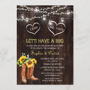Invitación Botas de vaquero occidentales girasoles HAGO BBQ