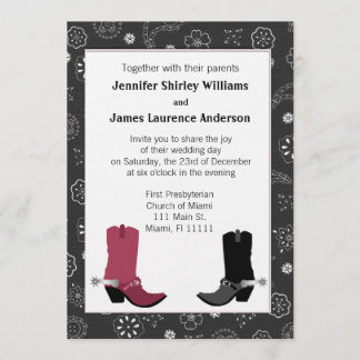 Invitación Botas de vaquero occidentales que casan la
