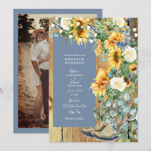 Invitación Botas de vaquero para boda redneck de color pervin