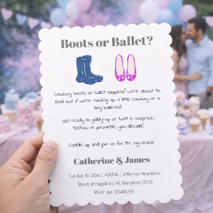 Invitación Botas de vaquero para niño o niña Revelación de gé