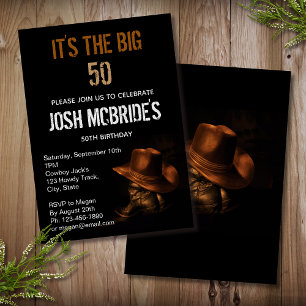 Invitación Botas de vaquero personalizadas para 50 cumpleaños