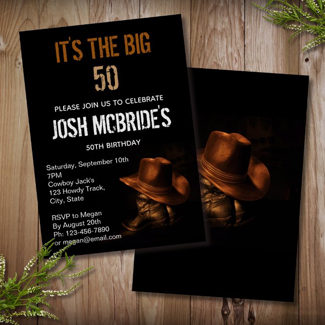Invitación Botas de vaquero personalizadas para 50 cumpleaños (Subido por el creador)