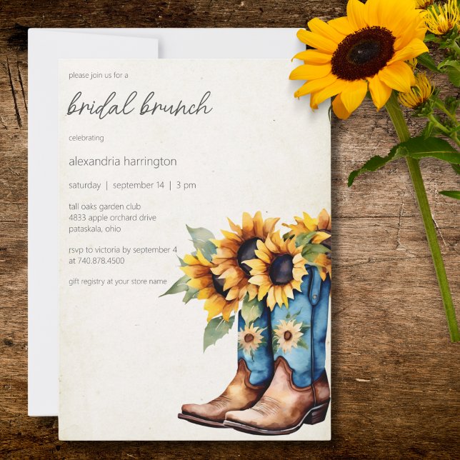 Invitación Botas de Vaquero Rústicas y Girasoles (Subido por el creador)