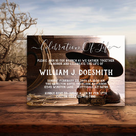 Invitación Botas de Vaquero Sombrero Funeral Memorial