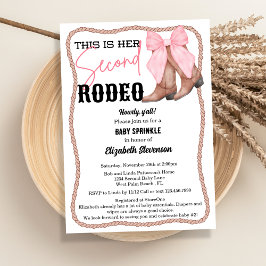 Invitación Botas del Oeste con Lazo Rosa Rodeo Segunda Lluvia