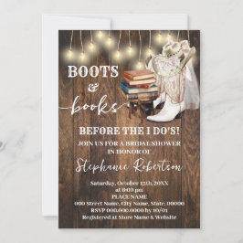 Invitación Botas del Oeste y Libros Antes de la Despedida de 