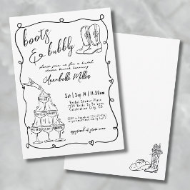 Invitación Botas Dibujadas a Mano y Despedida de Soltera Burb