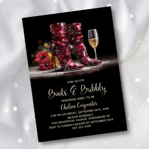 Invitación Botas elegantes de lentejuelas rojas y despedida d