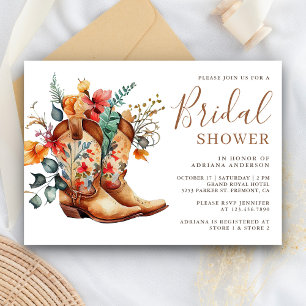 Invitación Botas Florales de Vaquera Occidental para Despedid
