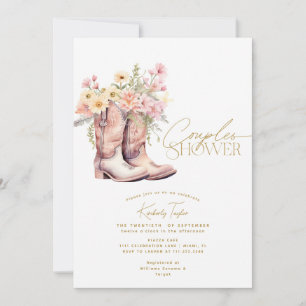 Invitación Botas Florales Flores Vaquera Ducha de Parejas