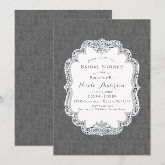 Invitación Botas grises occidentales y chaleco glamuroso para (Anverso / Reverso)