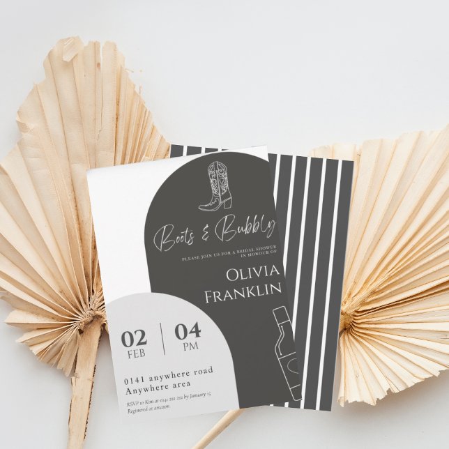 Invitación Botas modernas y ducha de novia burbujeante (Subido por el creador)