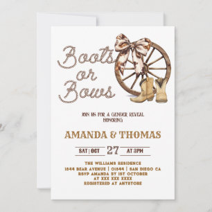 Invitación Botas o lazos Revelación de género western