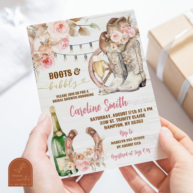 Invitación Botas occidentales florales boho y despedida de so (Subido por el creador)