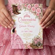 Botas occidentales rosas doradas Quinceañera