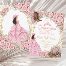 Botas occidentales rosas rosadas Quinceañera dorad