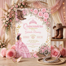 Botas occidentales rosas rosadas Quinceañera dorad