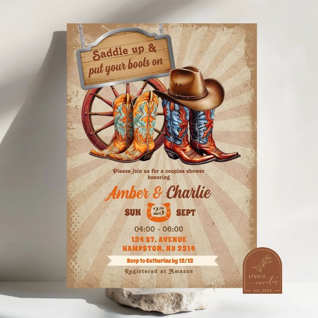 Invitación Botas Retro Vintage Ducha de Parejas Vaqueras (Subido por el creador)