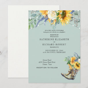 Invitación Botas rojas de girasol Luces