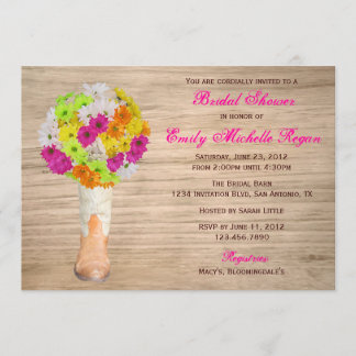 Invitación Botas Rústicas Campestres y Margaritas para Desped