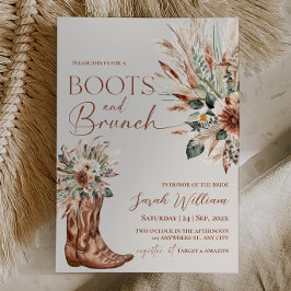 Invitación Botas Rústicas de Vaquero Desayuno Almuerzo de Bod