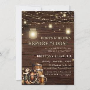 Invitación Botas Rústicas y Cervezas Antes de Yo Dos Granero
