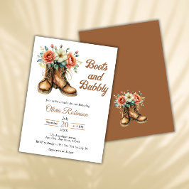 Invitación Botas Rústicas y Despedida de Soltera con Burbujas