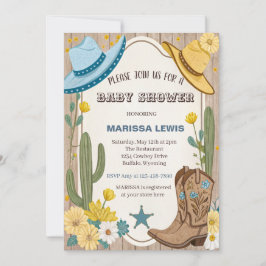 Invitación Botas vaqueras Bleu Yellow de sombrero de fieltro