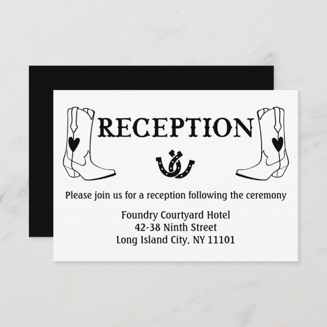 Invitación Botas Vaqueras de Recepción Occidental Boda Campes (Anverso / Reverso)