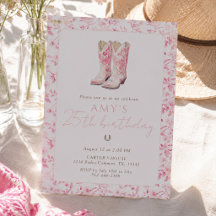 Botas vaqueras florales para cumpleaños 25 Rosa va