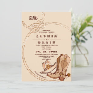Invitación Botas Vaqueras Occidentales Boda