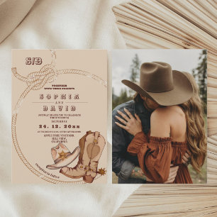 Invitación Botas Vaqueras Occidentales Boda